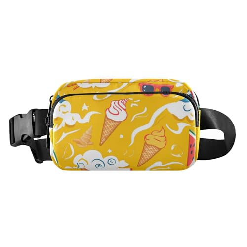Gürteltasche für Damen, Herren, Teenager, kleine Gürteltasche mit verstellbarem Riemen, für Workout, Laufen, Wandern, Sommergelbes Eis, 1 size von voucong