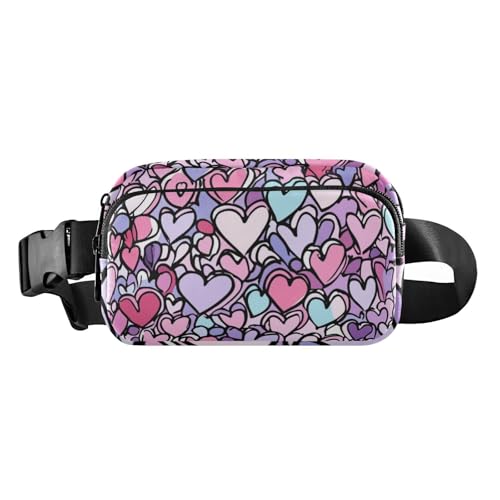 Gürteltasche für Damen, Herren, Teenager, kleine Gürteltasche mit verstellbarem Riemen für Workout, Laufen, Wandern, Valentines Cartoon Love Heart, 1 size von voucong