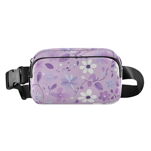 Gürteltasche für Damen und Herren, klein, mit verstellbarem Gurt, für Workout, Laufen, Wandern, Violett, Violette Blume, 1 size von voucong