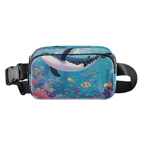 Gürteltasche für Herren und Damen, Motiv: Walfisch, Cartoon, Meerestier, trendige Bauchtasche für Damen und Herren, Mehrzweck-Brusttasche, Gürteltasche mit verstellbarem Gurt, für Radfahren, Wandern von voucong