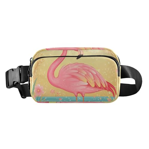 Gürteltasche mit Cartoon-Flamingo-Fluss, niedliche Bauchtasche für Männer und Frauen, kleine Schlinge, Brusttasche mit verstellbarem Riemen für Einkaufen, Sport, Arbeit, Cartoon Flamingo River, 1 size von voucong