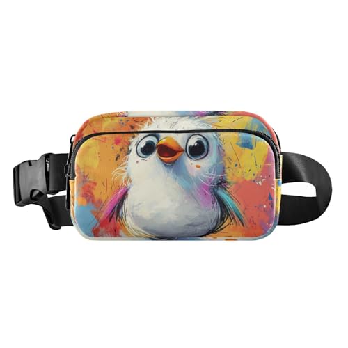 Gürteltasche mit Cartoon-Vogel-Kunstmalerei, modische Gürteltasche für Männer und Frauen, Mehrzweck-Brustgürtel, Bauchtasche mit verstellbarem Gurt für Reisen, Urlaub, Laufen von voucong