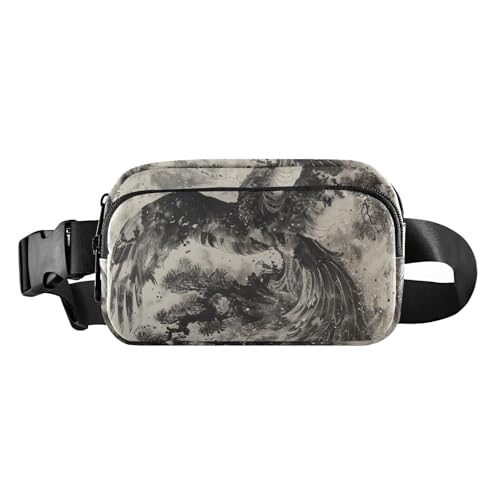 Gürteltasche mit schwarzem Phönix-Vogel, chinesische Tuschemalerei, trendige Bauchtasche für Damen, Herren, Teenager, wasserabweisend, Umhängetasche mit verstellbarem Riemen für Reisen, Einkaufen Gürteltasche mit schwarzem Phönix-Vogel, chinesische Tuschemalerei, trendige Bauchtasche für Damen, Herren, Teenager, wasserabweisend, Umhängetasche mit verstellbarem Riemen für Reisen, Einkaufen von voucong