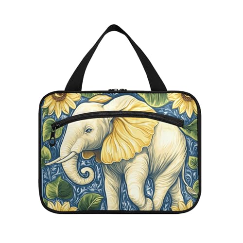 Handbemalte Kunst-Elefanten-Malerei Hängetasche für Frauen mit Haken, Designer-Chic-Make-up-Tasche für Accessoires für Frauen, Fitnessstudio, Bolsas de Maquillaje para Mujer L von voucong