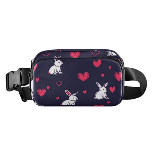 Hase Simple Line Art Valentine Cartoon Fashion Hüfttasche Bauchtasche für Damen Herren Teenager Mehrzweck-Crossbody-Tasche Anti-Diebstahl Hüfttasche mit verstellbarem Riemen für Reisen, Einkaufen von voucong