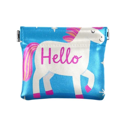Hello Cartoon süße weiße Einhörner Damen Leder Münzgeldbörse Wasserdicht Schmuck für Damen, Hello Cartoon niedliche weiße Einhörner, 1 size, Druckkunst von voucong