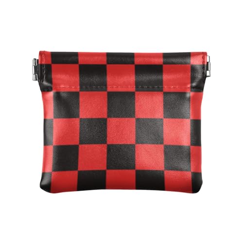 Hellrot und Schwarz kariertes Muster Frauen PU Leder Münzbörse Niedliche Kosmetiktaschen für Frauen Reisen, Hellrotes und schwarzes Karomuster, 1 size, Druckkunst Hellrot und Schwarz kariertes Muster Frauen PU Leder Münzbörse Niedliche Kosmetiktaschen für Frauen Reisen, Hellrotes und schwarzes Karomuster, 1 size, Druckkunst von voucong