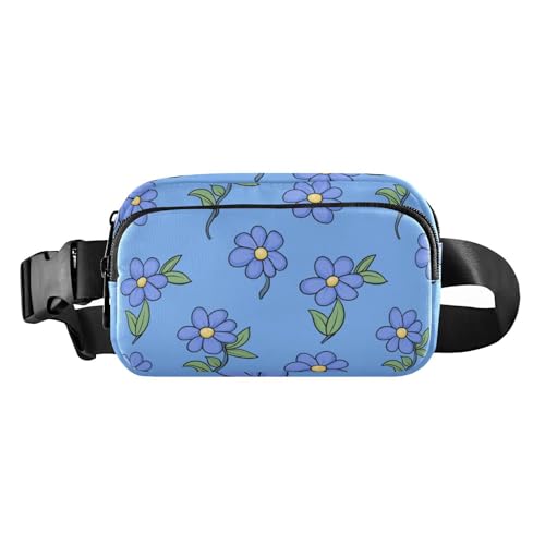 Hüfttasche für Damen und Herren, Motiv: Periwinkle, Blumenmuster, Landhausstil, Cartoon, modisch, kleine Bauchtasche mit verstellbarem Riemen für Einkaufen, Sport, Arbeit, Immergrün-florales von voucong