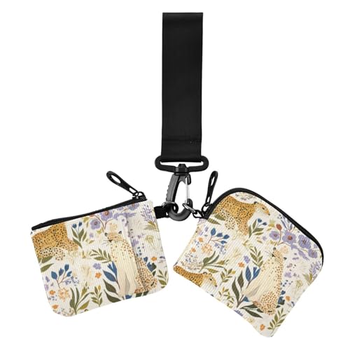 Jungle Leopard Damen Geldbörsen Kartenetuis Kompakte Größe Reißverschluss Geldbörse Münztasche mit Reißverschlusstasche für den täglichen Gebrauch 2 Stück, Dschungel-Leopard, 1 size, Druckkunst von voucong