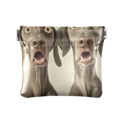 Kleine Geldbörse aus Leder mit Cartoon-Motiv "Dogs Fear", praktischer Schmuck für Damen, Cartoon lustige Hunde Angst, 1 size, Druckkunst von voucong