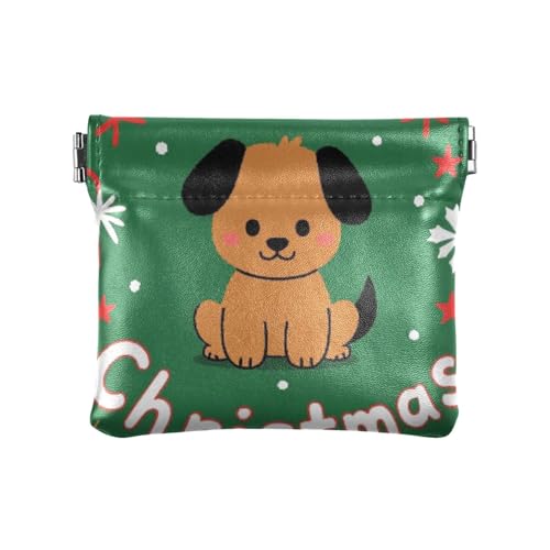 Kleine Geldbörse aus Leder mit Cartoon-Motiv und Aufschrift "Merry Christmas", tragbar, für Damen, Frohe Weihnachten Cartoon Hund, 1 size, Druckkunst von voucong