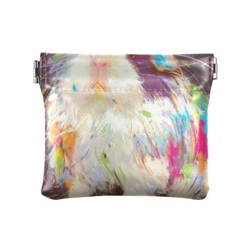 Kleine Geldbörse aus Leder mit Cartoon-Motiv und Hamster-Kunstmalerei, niedliches Reisezubehör für Frauen, Cartoon-Hamster-Kunstmalerei, 1 size, Druckkunst von voucong