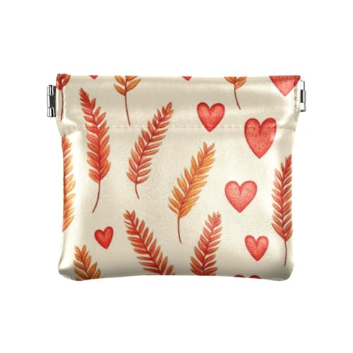 Kleine Geldbörse aus Leder mit Weizenohren, ethnische Kunst, Valentinstag, Cartoon, praktische Mini-Kosmetiktasche für Damen, Weizenohren Ethnische Kunst Valentinstag Cartoon, 1 size, Druckkunst von voucong