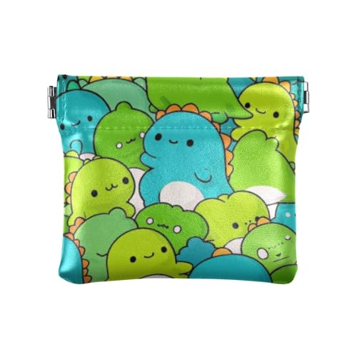 Kleine Geldbörse aus Leder mit niedlichem Dinosaurier-Motiv, wasserdicht, Make-up-Tasche für Damen, Niedlicher Cartoon-Dinosaurier, 1 size, Druckkunst von voucong