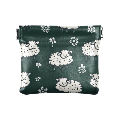 Kleine Münze aus PU-Leder mit niedlichem weißem Schaf, praktischer Schmuck für Damen, Niedliches weißes Schaf im Cartoon, 1 size, Druckkunst von voucong