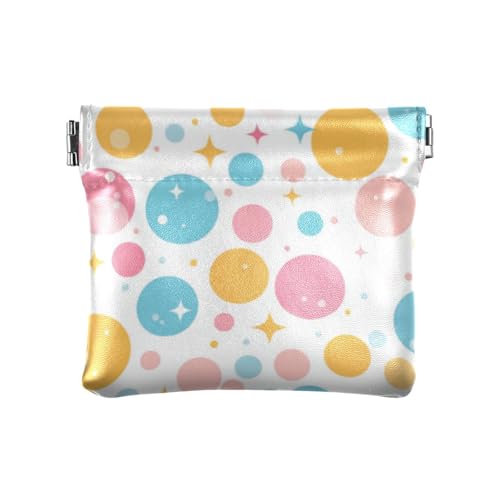 Kleine Münze mit Cartoon-Motiv, bunt, gepunktet, PU-Leder, niedlicher Schmuck für Damen, Bunte Cartoon-Punkte, 1 size, Druckkunst von voucong