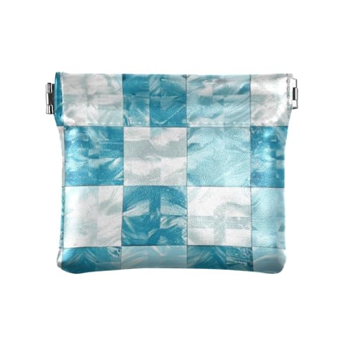 Kleingeldbörse für Damen, Leder, Hellblau und Weiß, kariertes Muster, tragbarer Kleingeldhalter, Karten-Organizer für Damen, Hellblau-weißes Karomuster, 1 size, Druckkunst Kleingeldbörse für Damen, Leder, Hellblau und Weiß, kariertes Muster, tragbarer Kleingeldhalter, Karten-Organizer für Damen, Hellblau-weißes Karomuster, 1 size, Druckkunst von voucong