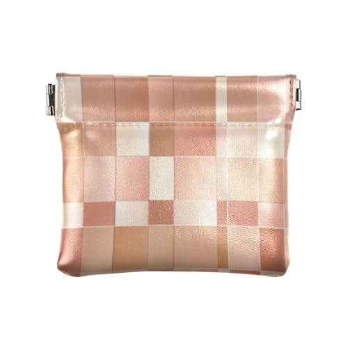 Kleingeldbörse für Damen, aus Leder, kariert, Rotgold, praktischer Kleingeldhalter, Karten-Organizer für Frauen, Kariertes Roségold, 1 size, Druckkunst Kleingeldbörse für Damen, aus Leder, kariert, Rotgold, praktischer Kleingeldhalter, Karten-Organizer für Frauen, Kariertes Roségold, 1 size, Druckkunst von voucong