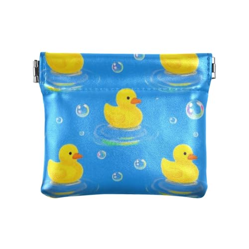 Kleingeldbörse mit niedlicher gelber Ente für Damen, Leder, niedlicher Kleingeldhalter, Karten-Organizer für Frauen, Niedliche gelbe Ente, 1 size, Druckkunst von voucong