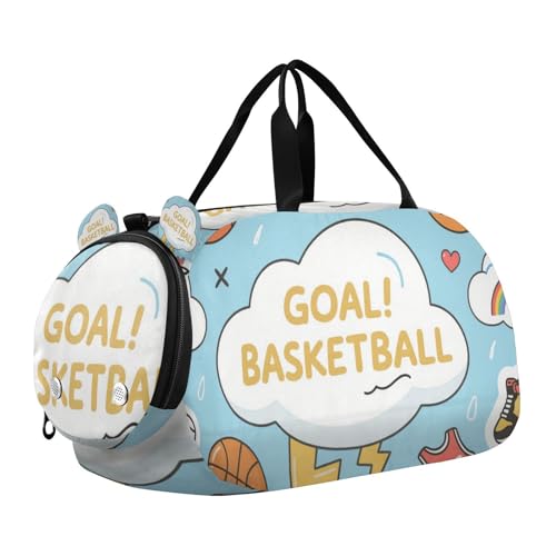 Korb Ball Tor Herz Blitzmuster Kleiner Turnbeutel mit Schuhfach Multifunktionale Weekender Overnight Range Bag für Schule Praxis Sport Reisen von voucong