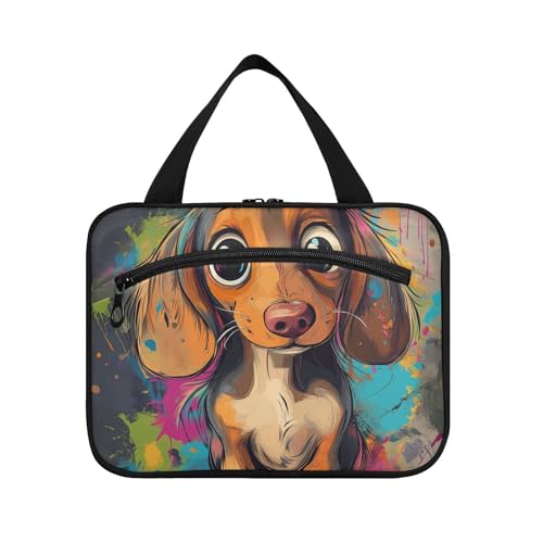 Kulturbeutel mit Cartoon-Hund, zum Aufhängen, Reisetasche, mit Haken, erweiterbarer Designer-Toilettenartikel-Organizer für Frauen, Muss für Toiletten, Bolsas para maquillaje L von voucong