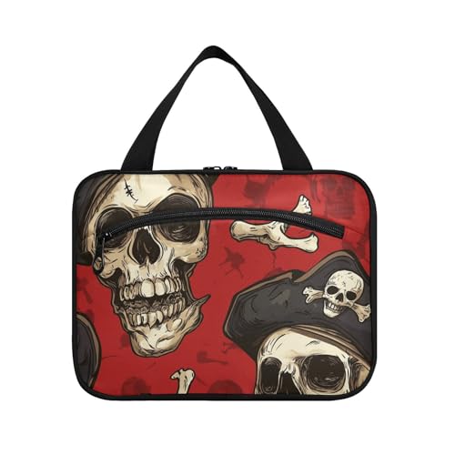 Kulturbeutel mit Totenköpfen und Piraten-Motiv, zum Aufhängen, Reisen, mit Haken, zusammenklappbar, für Frauen, Muss für Toiletten, Bolsas para maquillaje de Mujer L von voucong