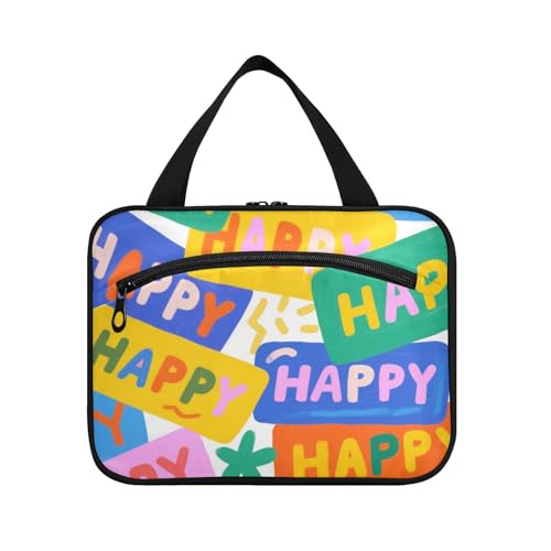 Kulturbeutel mit buntem Cartoon-Motiv, modern, zum Aufhängen, großes Fassungsvermögen, Reise-Kosmetik mit Haken, waschbar, hängende Kulturbeutel für Frauen, Arbeitskleidung von voucong