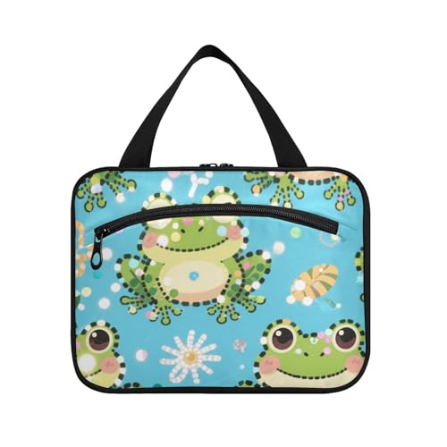 Kulturbeutel mit künstlichen Pailletten, Glitzer, blauer Frosch, zum Aufhängen, Kulturbeutel mit Haken, Designer-Make-up-Tasche für wichtige Dinge für Frauen, Kreuzfahrten, Bolsas de Maquillaje para von voucong