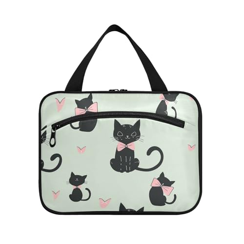 Kulturbeutel mit niedlicher schwarzer Katze, zum Aufhängen, mit Haken, waschbar, für Herren, für Reisen, Camping, Bolsas para maquillaje de Mujer L von voucong