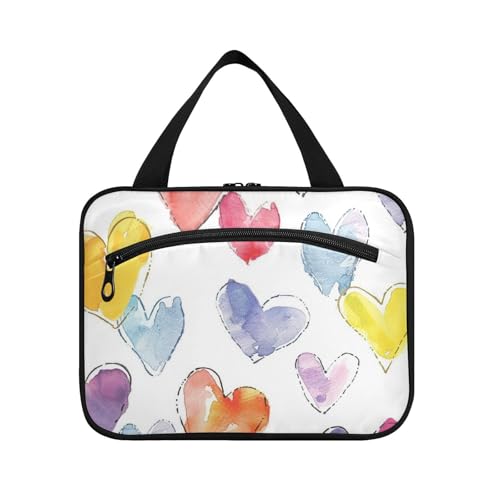 Kulturbeutel mit weißem Herz, zum Aufhängen, mit Haken, Designer-Kulturbeutel, zum Aufhängen für Reisen, Essentials für Frauen, Toilette, Esuche de maquillaje para Mujer L von voucong