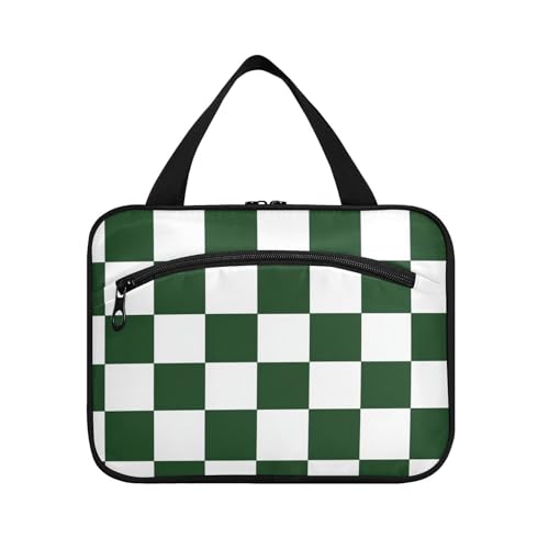 Kulturbeutel zum Aufhängen, Reise-Kulturbeutel mit Haken, Designer-Zubehörtaschen für Herren, Erwachsene, Camping, Bolso de para Mujer L, Grün / Weiß von voucong