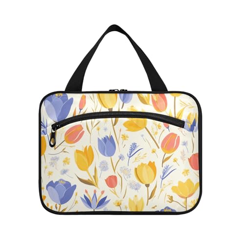 Kulturbeutel zum Aufhängen mit Haken, Motiv: zarte Cartoon-Blume, leuchtende Farben, erweiterbar, Make-up-Tasche, Organizer für Herren, Trip Bolso de para Mujer L von voucong