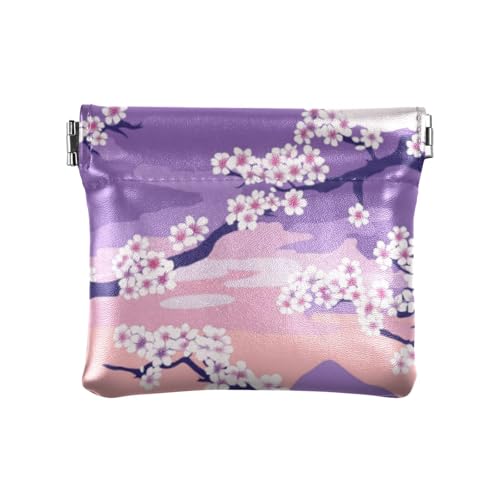 Lavendel japanischer Stil Damen Leder Münzgeldbörse Tragbare Bargeld Münze Geldbörse für Frauen, Lavendel, japanischer Stil, 1 size, Druckkunst von voucong