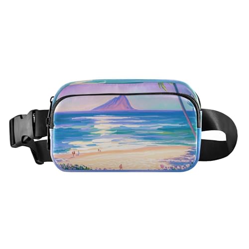 Lila Sommer Strand in Hawaii Stilvolle Hüfttasche Bauchtasche für Damen Herren Teenager Wasserdicht Bauchtasche Gürtel mit verstellbarem Gurt für Einkaufen Sport Arbeit, Lila Sommerstrand in Hawaii, 1 von voucong
