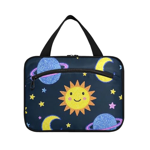 Make-up-Tasche für Damen, mit Glitzer, Motiv: Sonne und Mond, hängende Make-up-Tasche für Damen, mit Haken, schickes Design, Reisezubehör, Reisezubehör, Bolsa de maquillaje para Mujer L von voucong