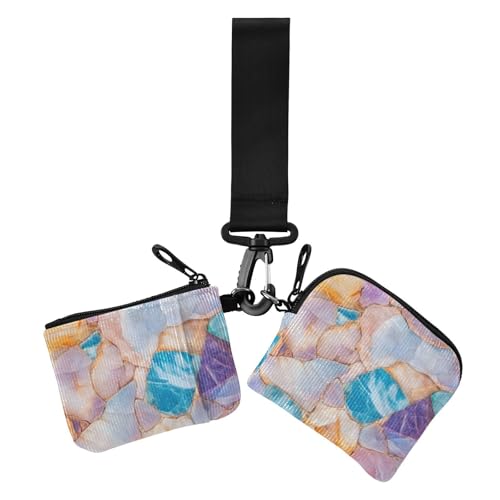 Marble Stones Vivid Seamless Damen Geldbörsen Kartenetuis Kompakte Größe Kreditkartenetui Münzbörse mit Armband für Damen 2 Stück, Marmorsteine, lebendig, nahtlos, 1 size, Druckkunst von voucong