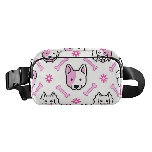 Mini-Gürteltasche mit Hundeköpfen und Knochen, einfache Linie, stilvolle Bauchtasche für Damen und Herren, Mini-Gürteltasche mit verstellbarem Gurt für Reisen, Urlaub, Laufen, Cartoon-Hundeköpfe und von voucong