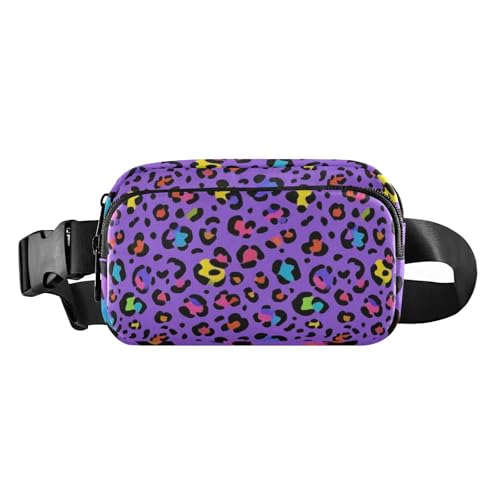 Modische Gürteltasche für Damen, Herren, Teenager, kleine Schultertasche mit verstellbarem Gurt, Leopardenmuster, Violett, Modische Farbe: Leopardenviolett, 1 size von voucong