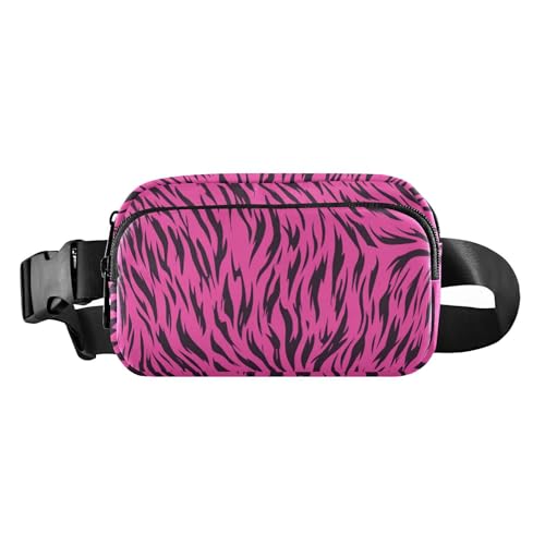 Modische Gürteltasche für Damen und Herren, Tierhaut, Leopardenmuster, Lila / Schwarz, Mehrzweck-Brusttasche, Gürteltasche mit verstellbarem Gurt für Reisen, Fitnessstudio, Arbeit, Tierhaut von voucong