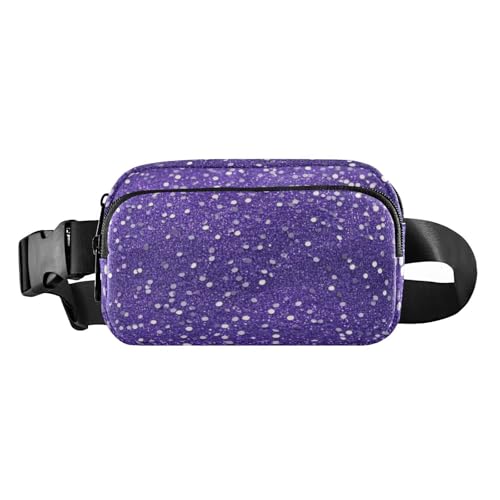 Modische Gürteltasche mit künstlichem Glitzer, für Damen und Herren, Mini-Schultertasche, Reisezubehör, mit verstellbarem Gurt, für Workout, Laufen, Wandern, Violett, Fake Glitter Lila, 1 size von voucong