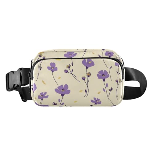 Modische Gürteltasche mit violettem Blumenmuster, für Damen und Herren, wasserdicht, Reisezubehör mit verstellbarem Gurt, für Radfahren, Wandern, Fitnessstudio, Violettes Blumenmuster, 1 size von voucong