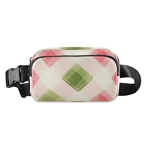 Modische Hüfttasche für Damen, Herren, Teenager, Mini-Umhängetasche mit verstellbarem Gurt, für Reisen, Einkaufen, Laufen, Rosa / Grün, Rosa / Grün Buffalo Plaid Karo, 1 size Modische Hüfttasche für Damen, Herren, Teenager, Mini-Umhängetasche mit verstellbarem Gurt, für Reisen, Einkaufen, Laufen, Rosa / Grün, Rosa / Grün Buffalo Plaid Karo, 1 size von voucong