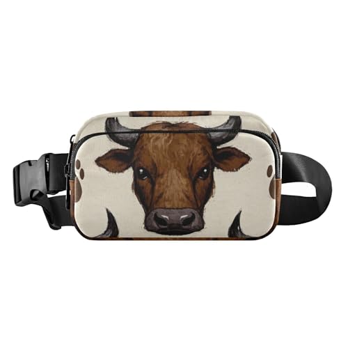 Modische Hüfttasche mit Cartoon-Tier-Kuh-Druck, für Herren und Damen, große Kapazität, Reisezubehör mit verstellbarem Gurt, für Reisen, Einkaufen, Laufen, Cartoon-Tier-Kuh-Druck, 1 size von voucong
