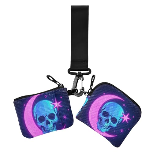 Neon-farbige Sterne, Monde und Skelette, Damen-Geldbörse, Kartenetui, klein, tragbar, Geld-Organizer mit Schlüsselanhänger, für Arbeit, Reisen, 2 Stück, Neonfarbene Sterne, Monde und Skelette, 1 size Neon-farbige Sterne, Monde und Skelette, Damen-Geldbörse, Kartenetui, klein, tragbar, Geld-Organizer mit Schlüsselanhänger, für Arbeit, Reisen, 2 Stück, Neonfarbene Sterne, Monde und Skelette, 1 size von voucong