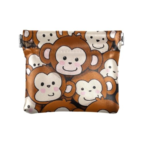 Niedliche Cartoon-Affe für Damen und Herren, Leder, Münzgeldbörse, wasserdicht, Mini-Geldbörse für Kleingeld, Münzfach für Damen, Niedlicher Cartoon-Affe, 1 size, Druckkunst von voucong