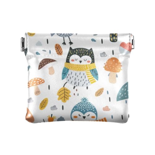 Niedliche Cartoon-Eule für Damen, Leder, Münzgeldbörse, ausgefallener Schmuck-Organizer für Frauen, Niedliche Cartoon-Eule, 1 size, Druckkunst von voucong