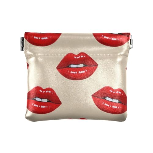 Niedliche Cartoon-Geldbörse für Damen, Leder, Münzgeldbörse, niedlich, persönliche Gegenstände, Organizer für Damen, Niedlicher Cartoon-Lippenmund, 1 size, Druckkunst von voucong
