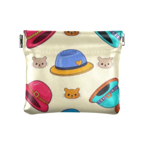 Niedliche Cartoon-Hut für Damen, kleine Ledergeldbörse, niedliche Mini-Make-up-Tasche für Frauen, Reisen, Niedlicher Cartoon-Hut, 1 size, Druckkunst von voucong