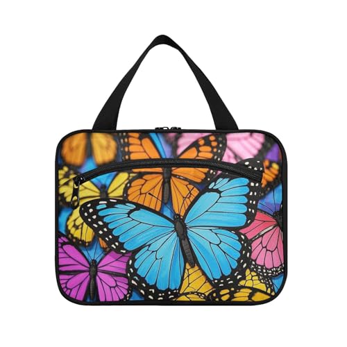 Niedliche Cartoon-Insekten-Schmetterling-Hängetasche für Männer, Reisen, mit Haken, Designer-Kulturbeutel für Reisen, Zubehör für Damen, Badezimmer, Größe L von voucong