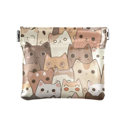 Niedliche Cartoon-Kätzchen-Geldbörse für Damen, Leder, niedlicher Schmuck-Organizer für Frauen, Reisen, Niedliches Cartoon-Kätzchen, 1 size, Druckkunst von voucong